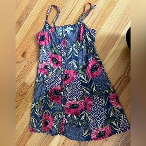 Blue and pink floral pattern sundress